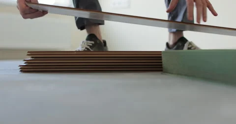 Preparatory work before laying a laminate board. Stock Footage 293328555