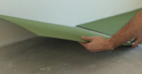 Preparatory work before laying a laminate board. Stock Footage 293330381