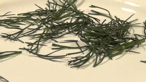 Prepare and chop the lush greenery for cooking Stock Footage 70642174