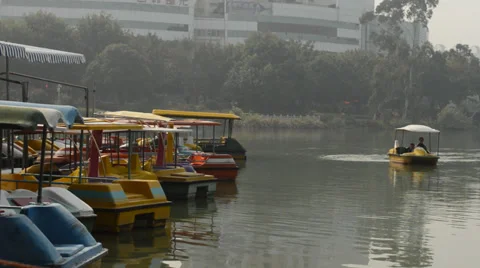 Prepare beached pedalo Stock Footage 35534143