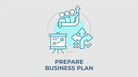 Prepare business plan blue concept icon animation Stock Footage 344178167