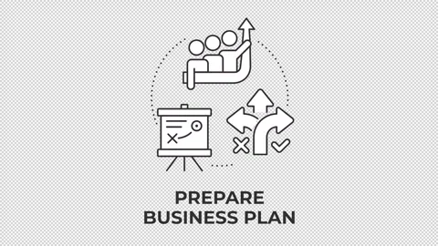 Prepare business plan line concept icon animation Stock Footage 340576876