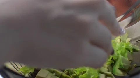 Prepare Caesar salad Stock Footage 58158757