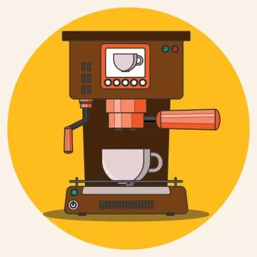 Prepare coffee machine for make coffee by barista Stock Illustration