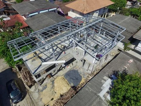 Prepare construction of house in development Stock Photos