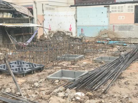 Prepare construction of house in development Stock Photos