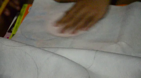 Prepare draw pattern for Needlework or sewing cotton owl pillow Stock Footage 37172938