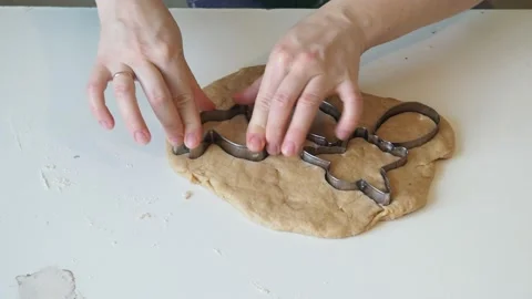 Prepare ginger dough cookies  figurines for Easter Christmas Thanksgiving Stockbeeldmateriaal 150901959