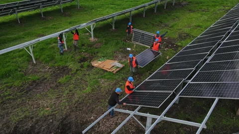 Prepare of installing solar panels or so... | Stock Video | Pond5