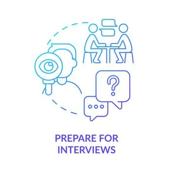 Prepare for interviews blue gradient concept icon Stock Illustration