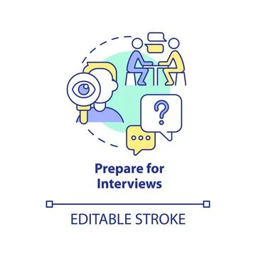 Prepare for interviews concept icon Stock Illustration