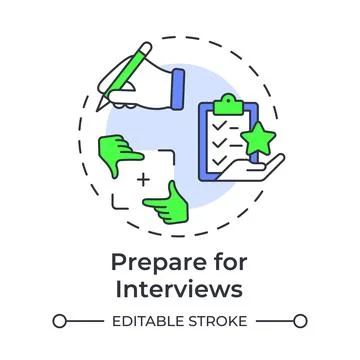 Prepare for interviews multi color concept icon Stock Illustration