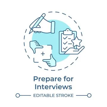 Prepare for interviews soft blue concept icon Stock Illustration
