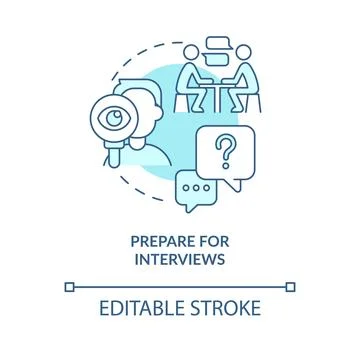 Prepare for interviews turquoise concept icon Stock Illustration