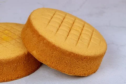Prepare party sponge cake on table. Stock Photos