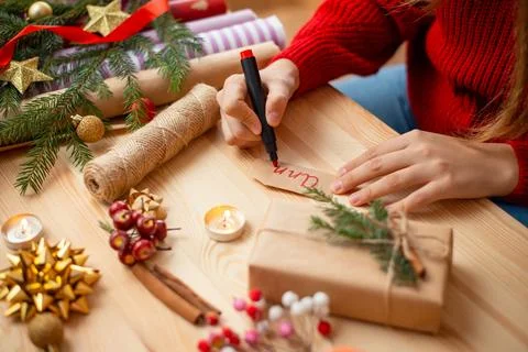 Prepare presents for Christmas Stock Photos