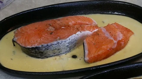 Prepare a salmon dinner Stock Footage 74898877