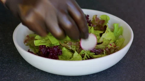 Prepare a spring salad. Eco-friendly food and drink. Stock Footage 158775730