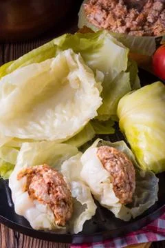 Prepare the stuffed cabbage rolls Stock Photos