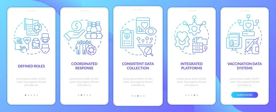 Prepare system for future pandemics blue gradient onboarding mobile app screen Stock Illustration