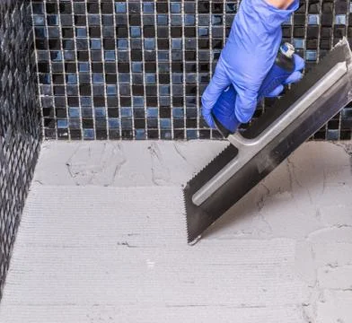 Prepare for tile installation Stock Photos