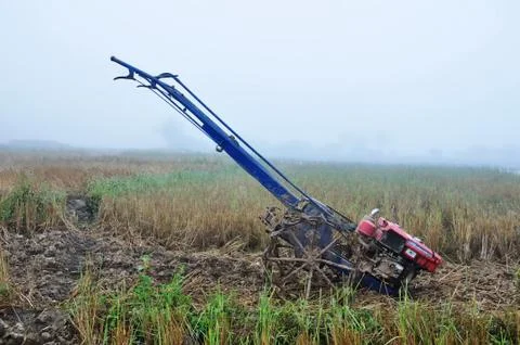 Prepare tractor in the morning. Stock Photos