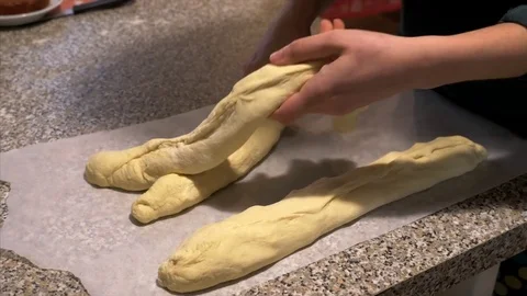 Prepare the traditional braided stuffed bread Stock Footage 85312128