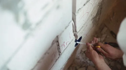 Prepare wires for installation of a socket Stock Footage 61651729