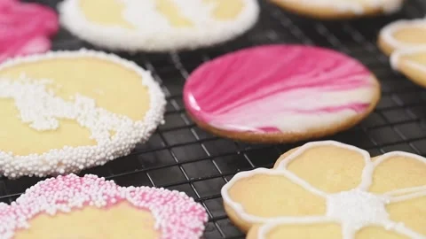 Prepared and decorated homemade easter cookies. Stock Footage 151195228
