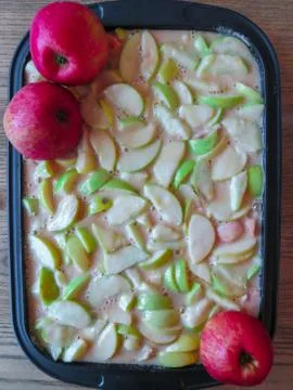 Prepared for baking pie of apples, which is called charlotte. Stock Photos