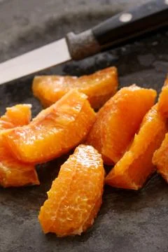 Prepared blood orange segments Stock Photos