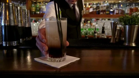 The prepared cocktail is served perfectly. Stock Footage 244940799