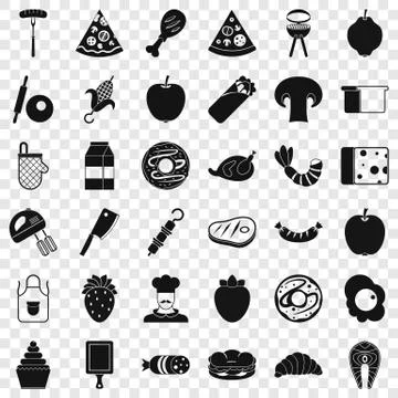 Prepared dish icons set, simple style Ilustración de archivo