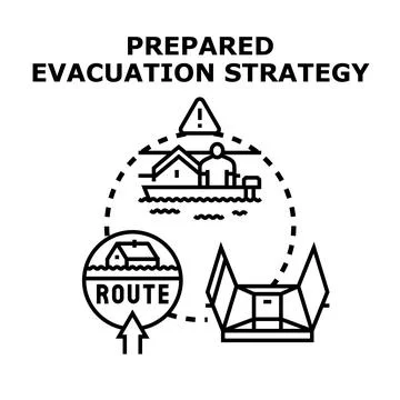 Prepared evacuation strategy for flood disaster safety Stock Illustration