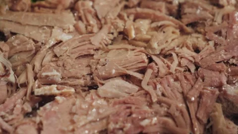 Prepared homemade beef aspic on plate, topping with parsley and dill. Stock Footage 329279619