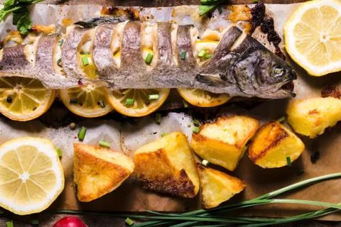Prepared mackerel fish Stock Photos