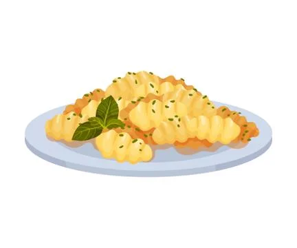 Prepared Pasta With Gnocchi Elements Served On Plate Vector Illustration Illustrazione stock
