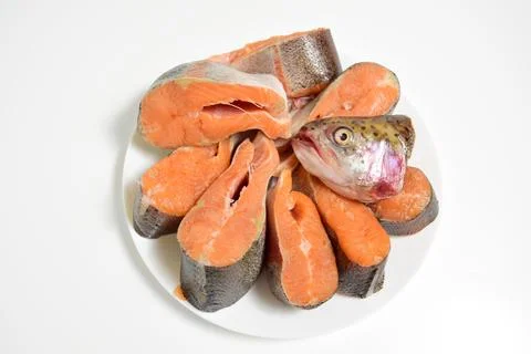 Prepared pieces of fish for cooking Stock Photos