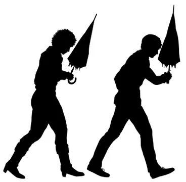 Prepared for rain silhouettes Stock Illustration