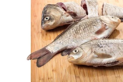 Prepared raw carp close-up Stock Photos