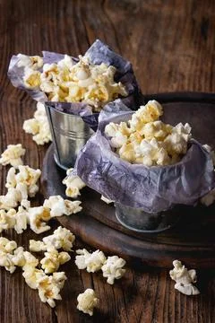 Prepared salted popcorn Stock Photos