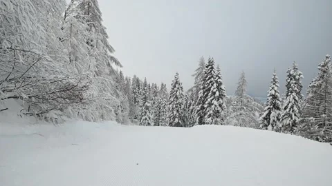 Prepared ski slope with a snow lines in Alps mountain Stock Footage 146043852
