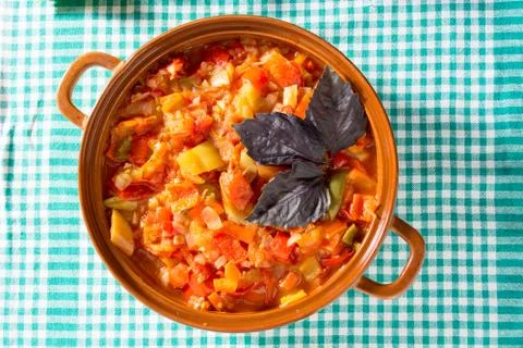 Prepared stew on a dishcloth Stock Photos