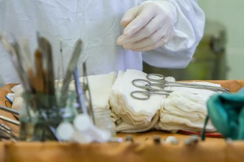 Prepared tools before surgery Stock Photos