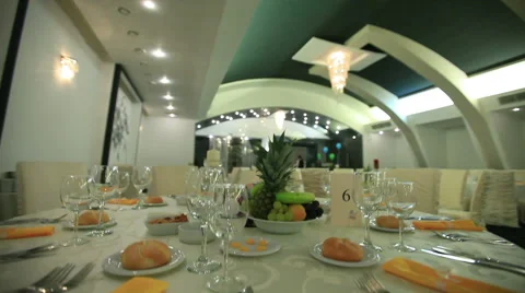 Prepared Wedding Dinner Table Vídeo Stock 40834778