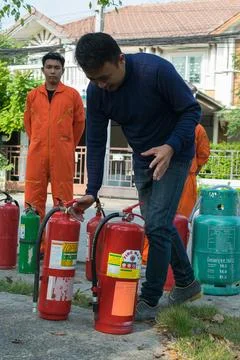 Preparedness for fire drill Stock-Fotos
