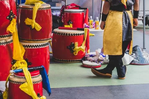 Prepareing for drum show Stock Photos