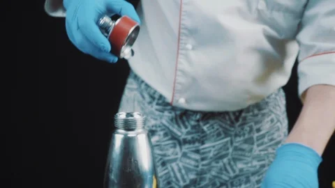 Prepares a sponge from the molecular kitchen Stock Footage 88712376