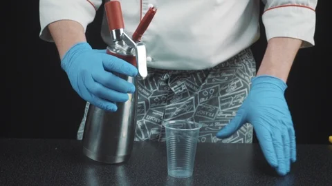 Prepares a sponge from the molecular kitchen Stock Footage 88712489