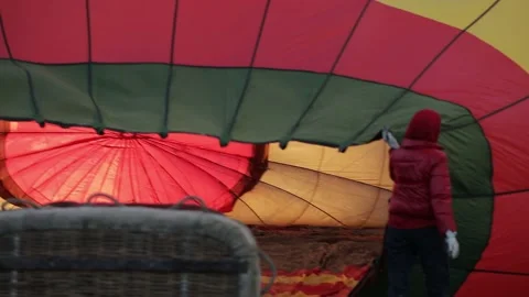 Preparing air balloons for the flight Stock Footage 144550032